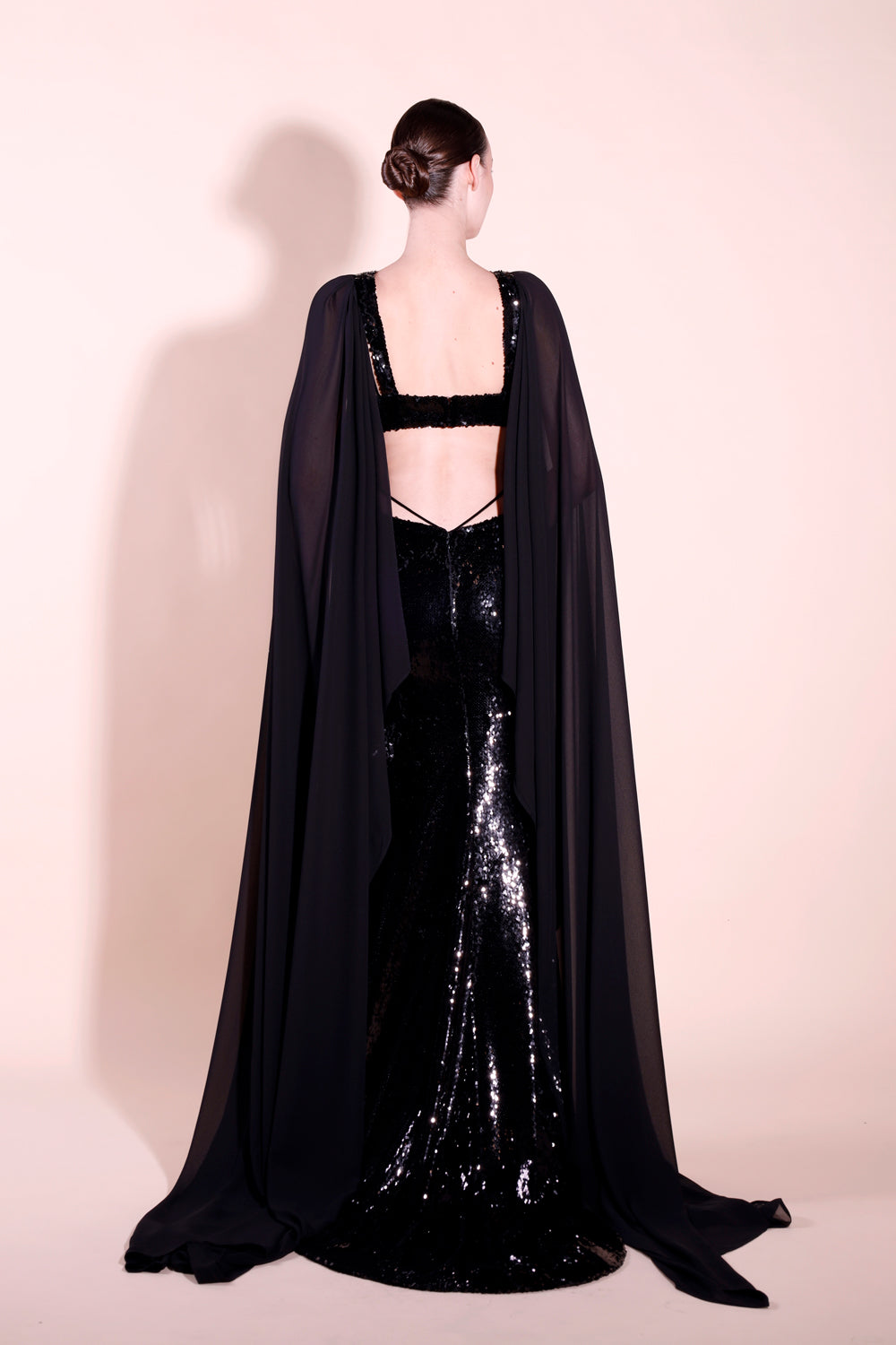 Aster Sequin Cape Gown