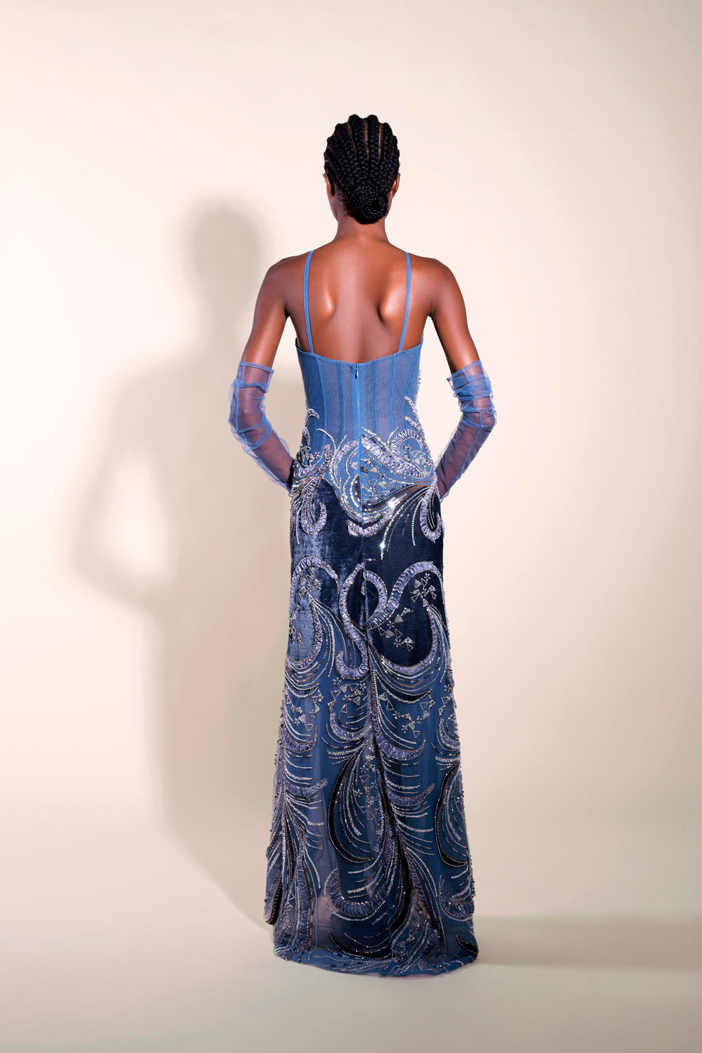 Soraya Embroidered Velvet Gown