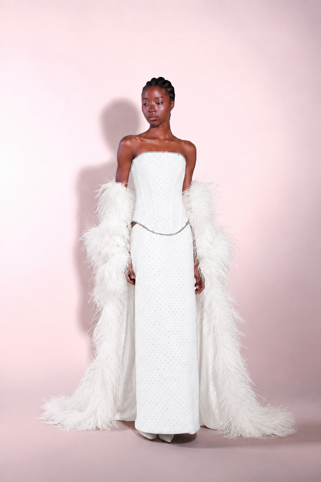 Talia Crystal Embellished Gown Off-White