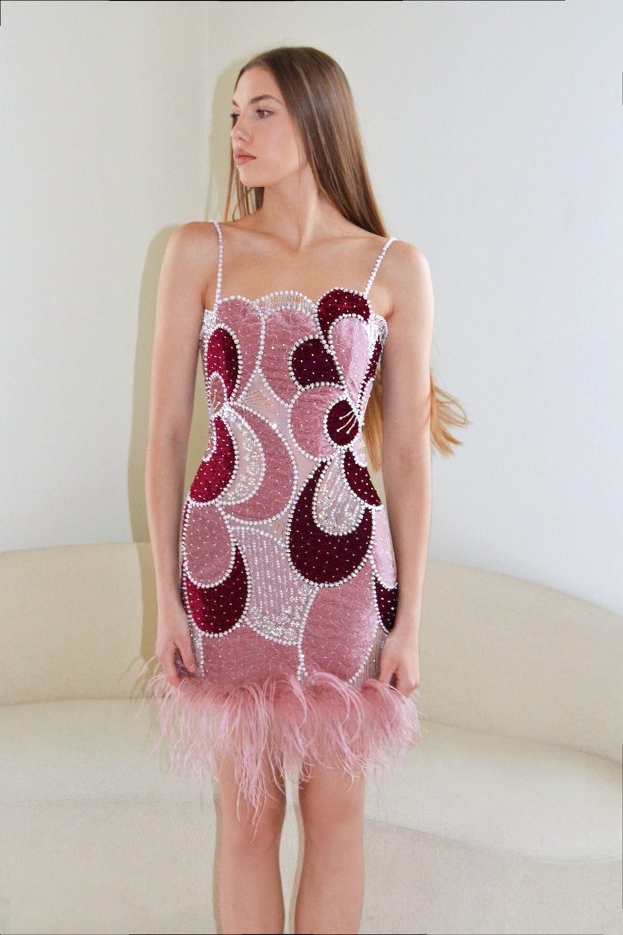 RAISA EMBROIDERED MINI BLUSH ROSE