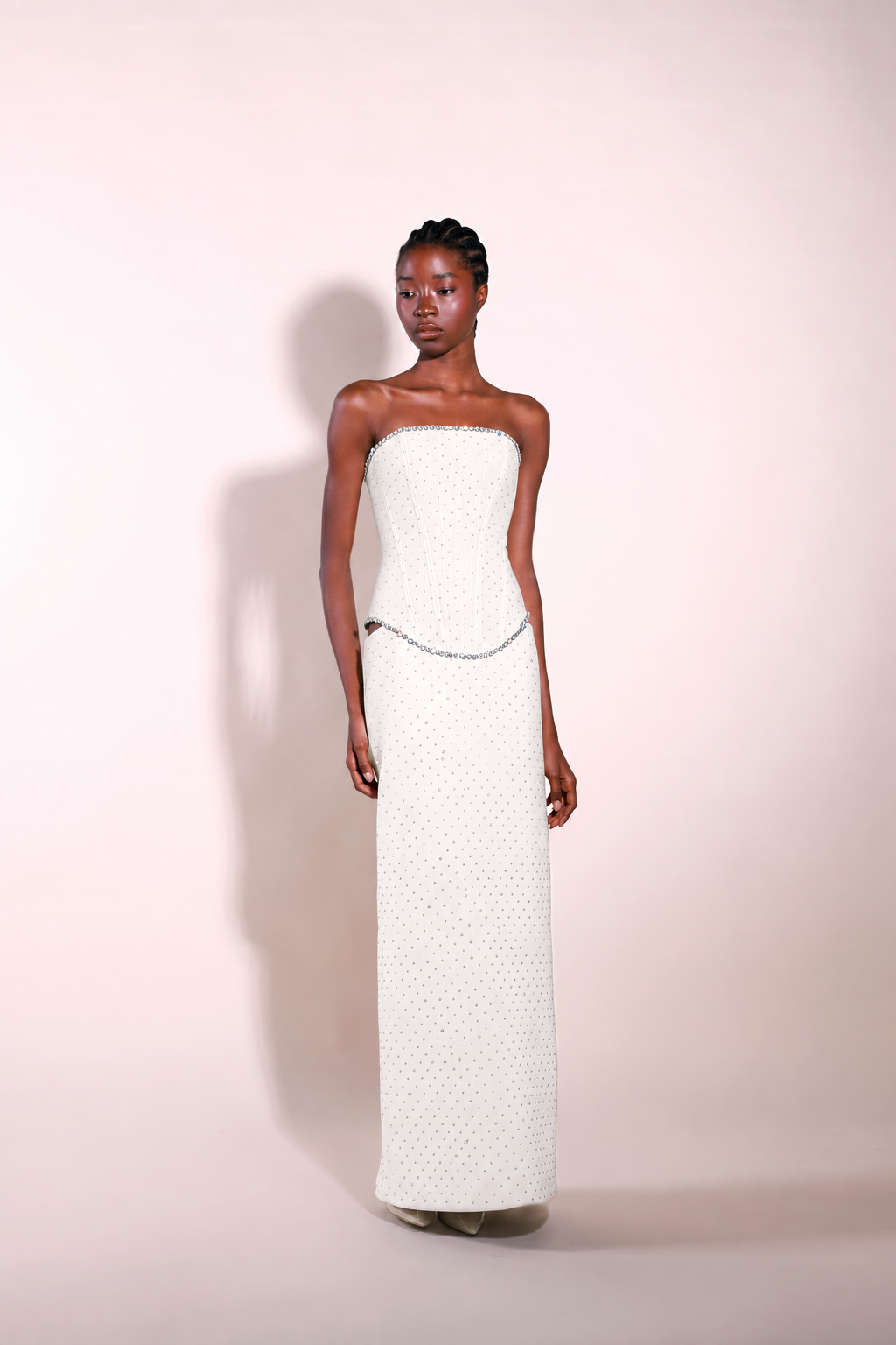 Talia Crystal Embellished Gown Off-White