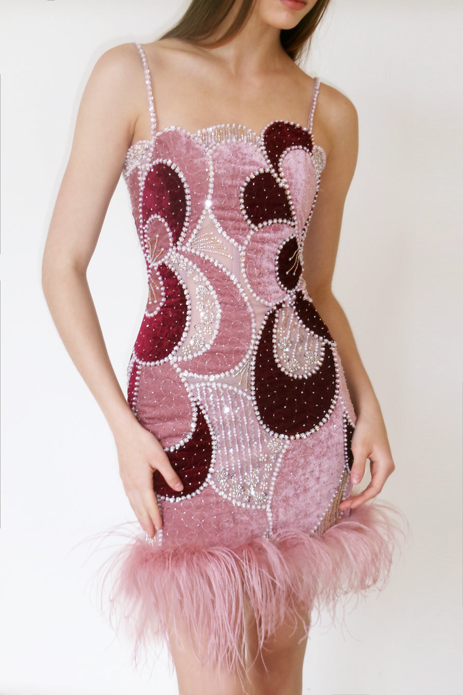 RAISA EMBROIDERED MINI BLUSH ROSE