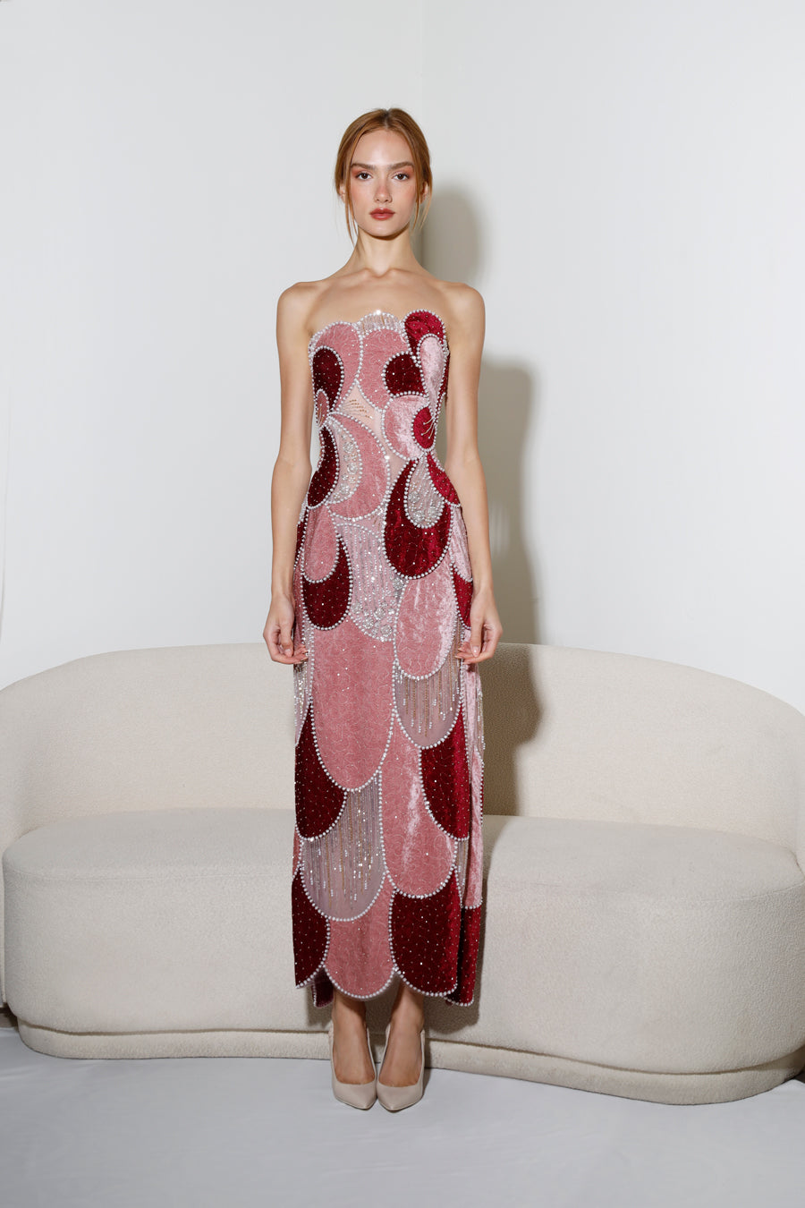 RAISA EMBROIDERED VELVET GOWN