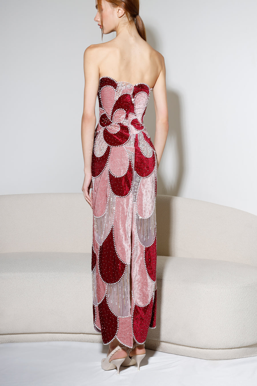 RAISA EMBROIDERED VELVET GOWN