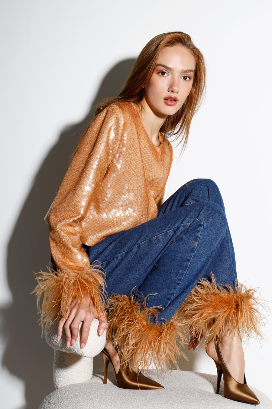 ASTRA SEQUIN FEATHER VEST