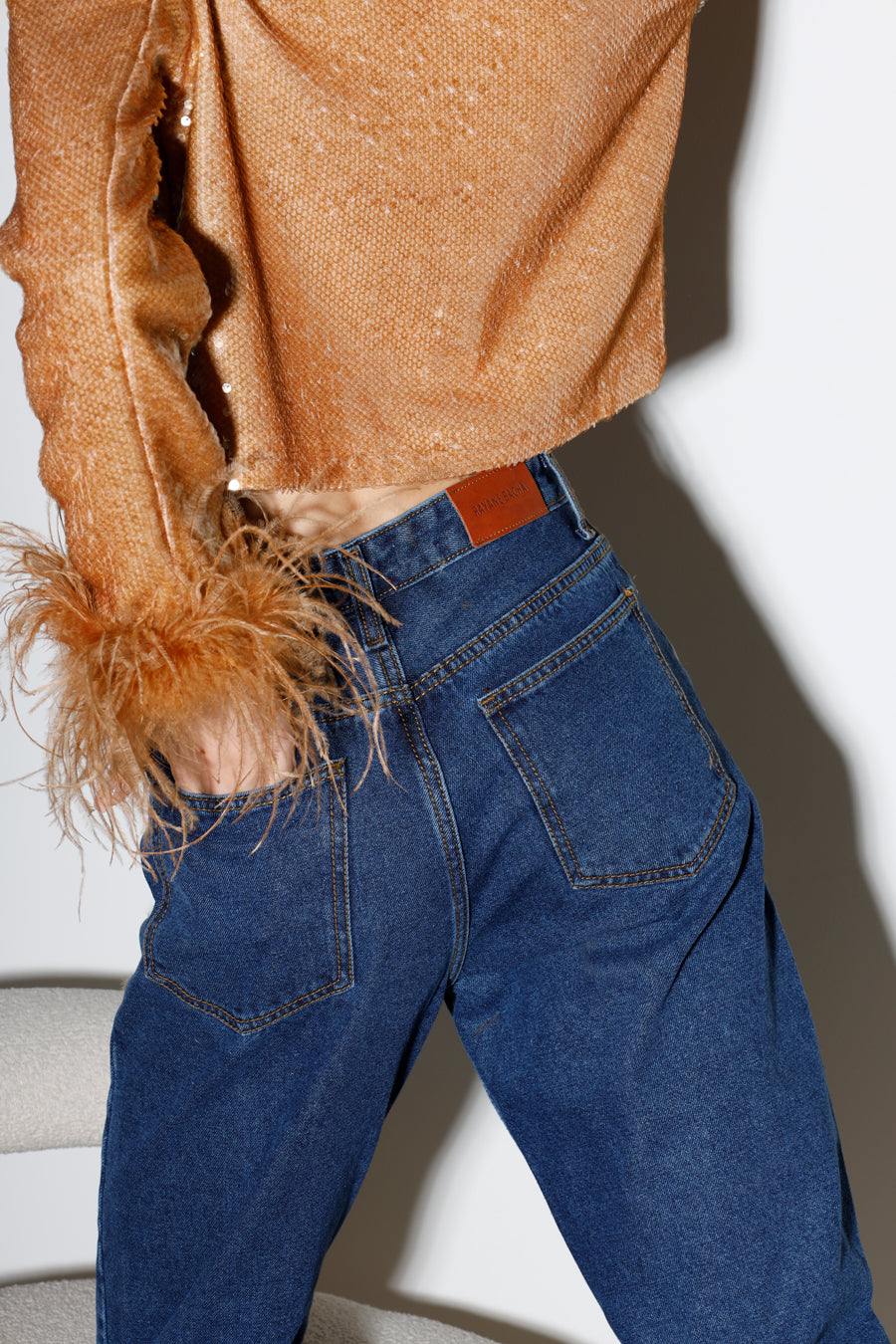 ASTRA FEATHER DENIM PANTS