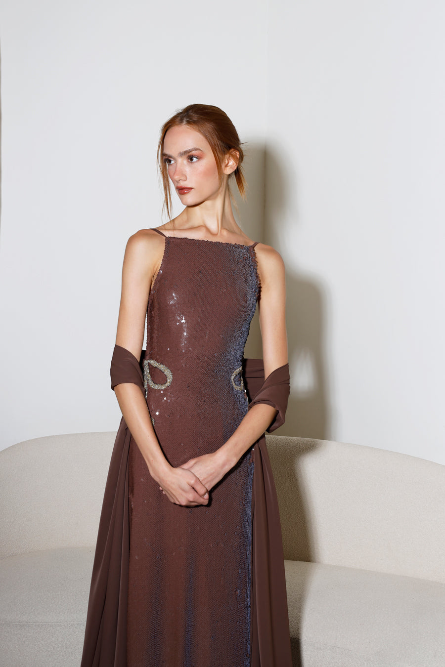 CARA SEQUIN BOW GOWN