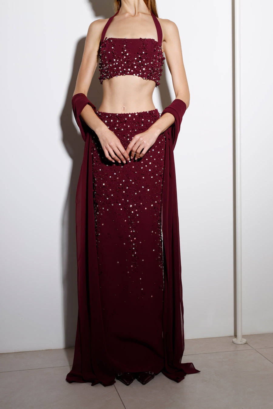 DALYA EMBELLISHED HALTER SET