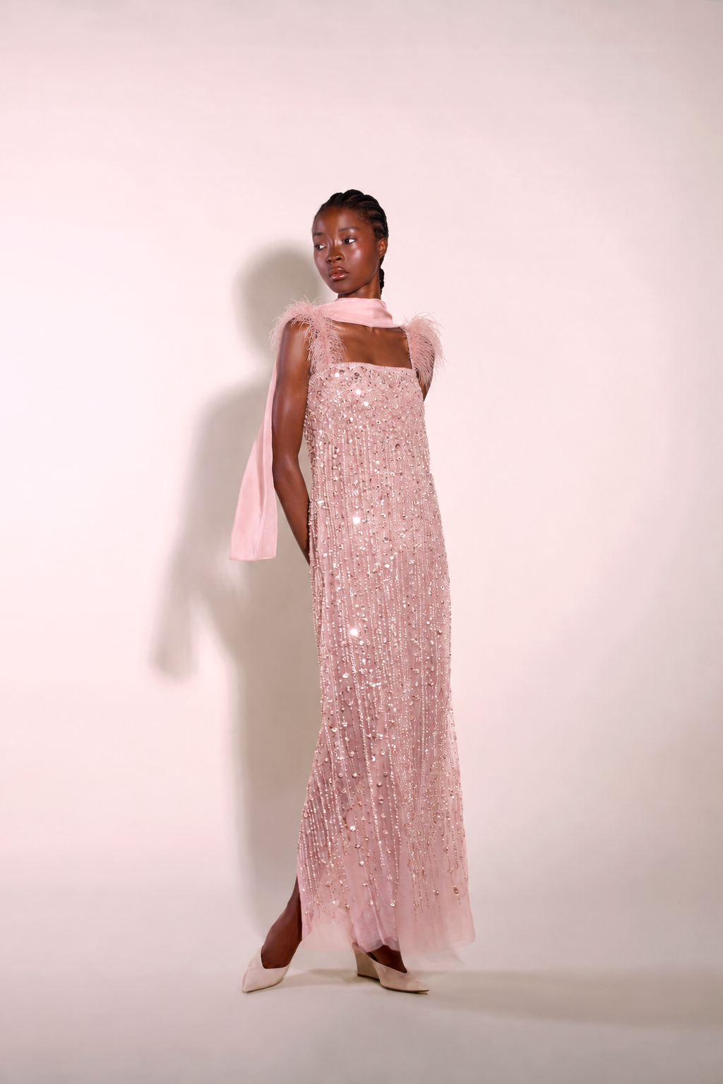 Cassia Embellished Gown - Powder Pink