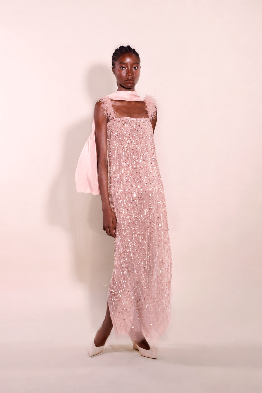Cassia Embellished Gown - Powder Pink