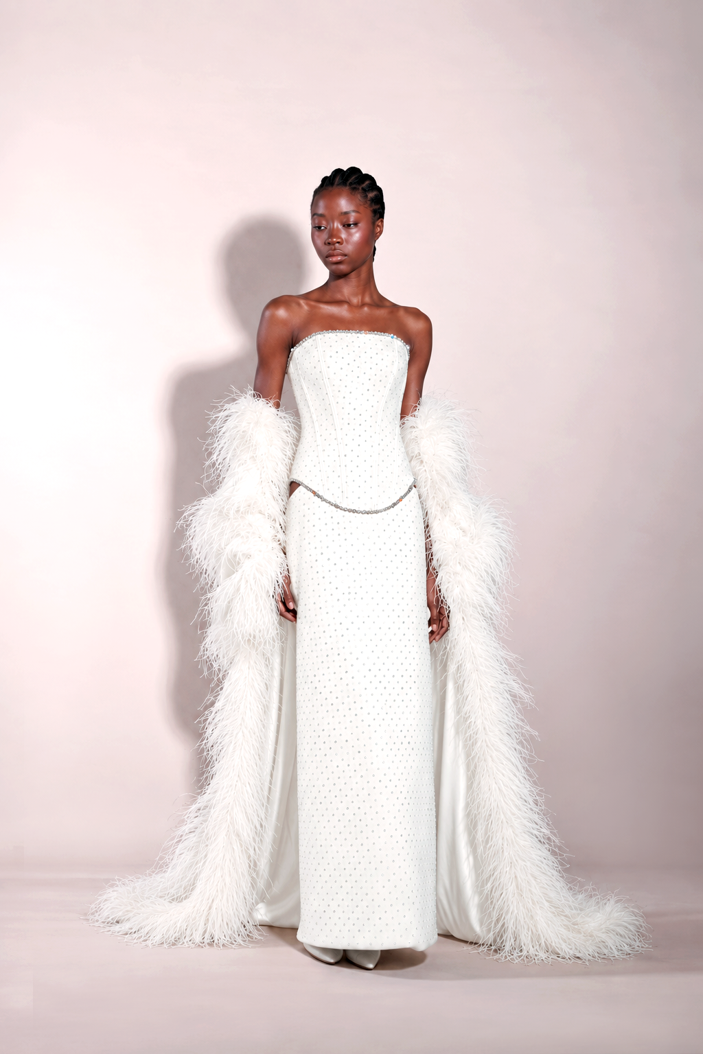 Talia Crystal Embellished Gown Off-White