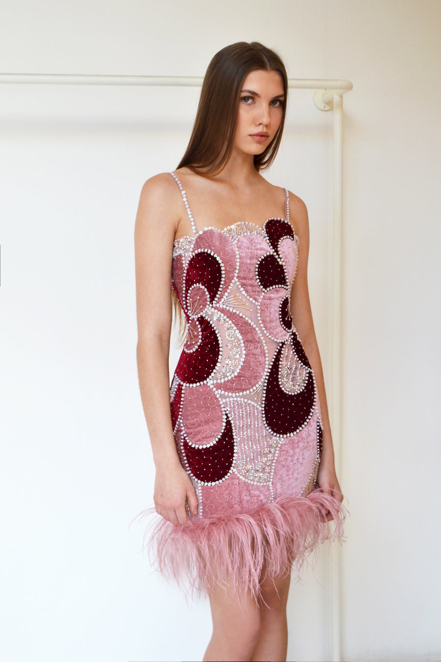 RAISA EMBROIDERED MINI BLUSH ROSE